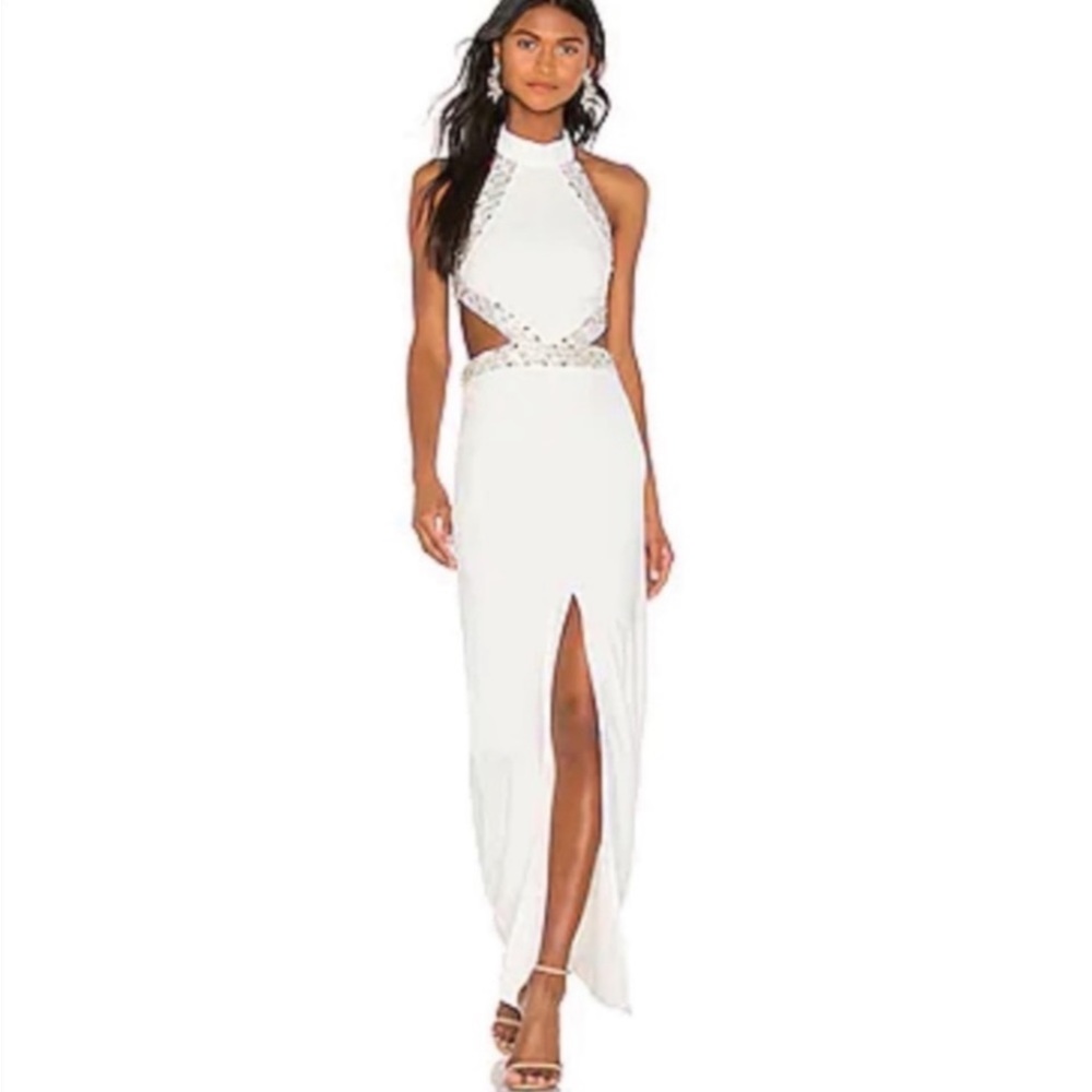 NWT NBD NICOLINA GOWN WITH SWATCHKI  CRYSTAL EMBELLISHMENTS SZ LARGE OR 8/10 US